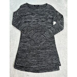 Ellen Tracy Womens Long Sleeve Knit Tunic Top Size Small Black White Fitted